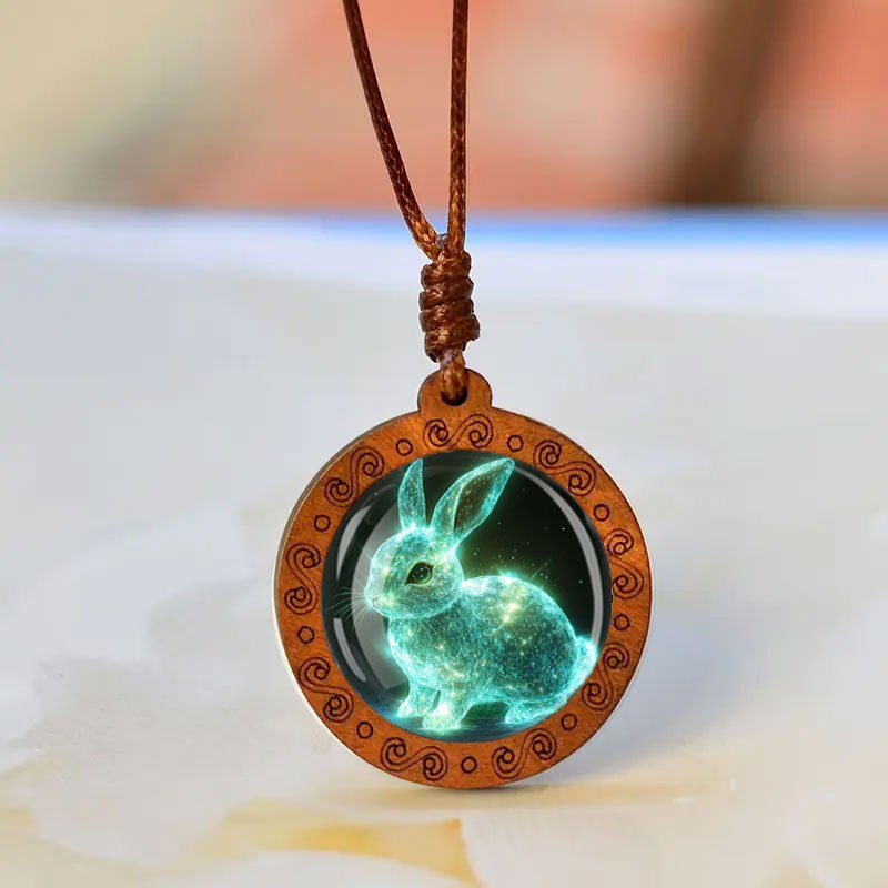 Green Artificial Jade Rabbit Design Pendant for Gift