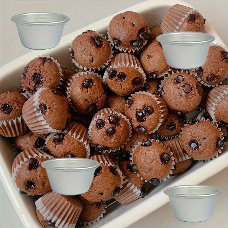 10pcs non stick mini cake molds heavy duty aluminum cupcake egg taco baking trays rounded edges for saving nonstick dessert pans for valentines christmas birthday parties easy clean reusable modern bakeware durable bakeware Product details 3