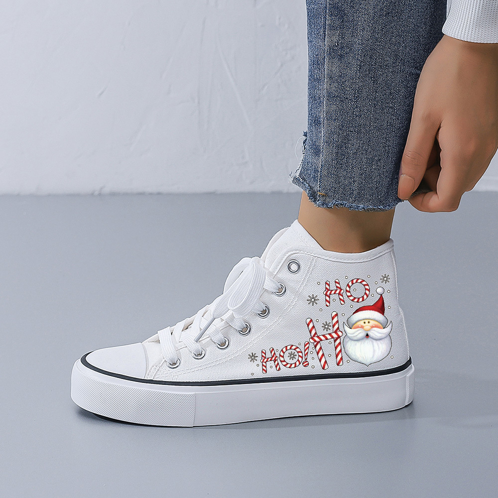 White Fashion Shoes For Women 219 Christmas Graffiti 219 S002