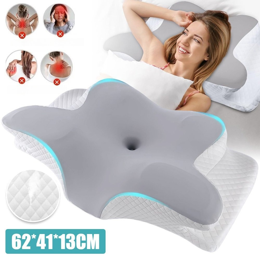 Shaped Cotton Pillow, Ergonomic 2 Design, Removable Washable Cover, Support Pillow For Daily Rest
