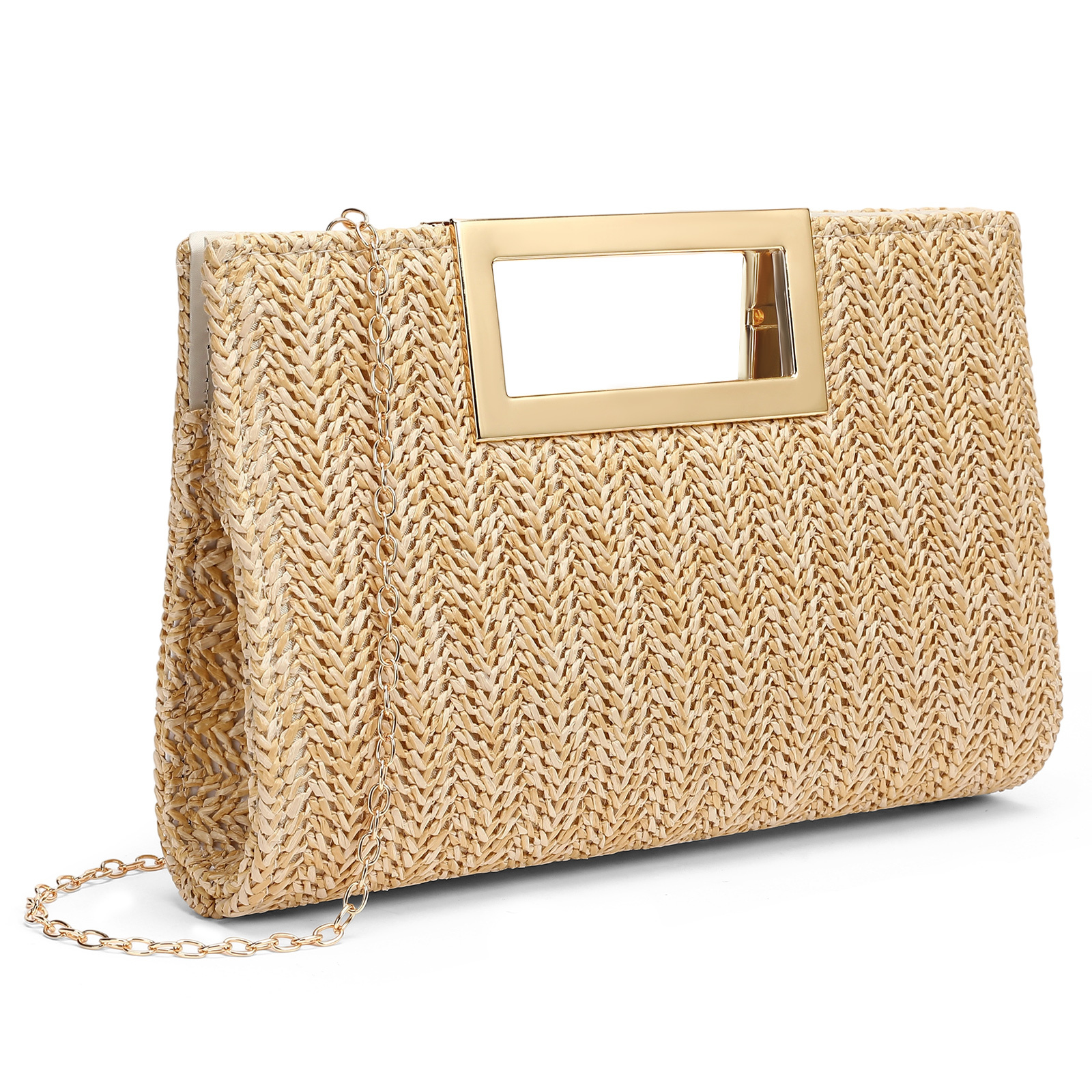 Straw Top Handle Clutch For Women, Summer Raffia Crossbody Purse & Woven Beach Bag, Evening Tote Handbag, Travel Accessories Must Have