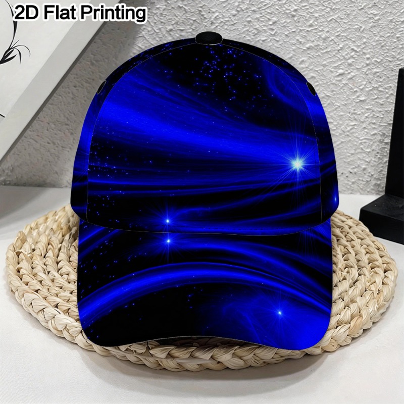 TEMU 1pc 2d Flat Stars Printed Classic Duckbill Hat, Adjustable Comfortable Baseball , Ideal For Running, Shopping, , Lightweight Fashionable, Travel