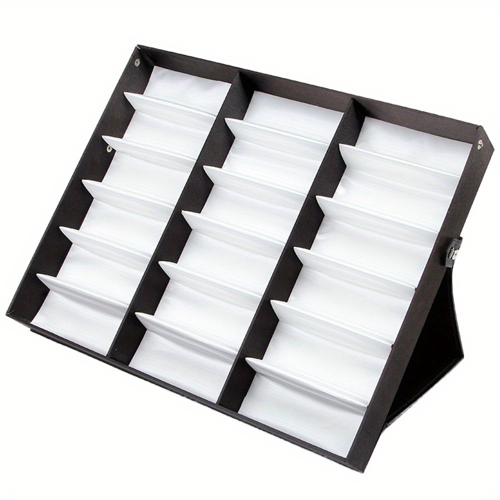 Image of 18-slot Sunglasses Organizer Sunglasses Case Eyeglass Holder Jewelry Organizer Suitable For Women Men Home Business Storing Glasses Sunglasses Bracelets Watches, Ideal Gift (black And White)