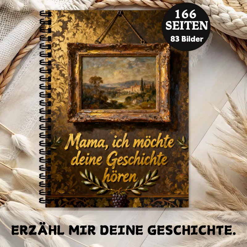 Image of German "mom, " 1pc 166 Page Spiral Notebook, Memory Book And Diary, Paper Materials, A Meaningful Souvenir Journey And Memories, The Perfect Mother's Day Or Birthday Gift, Vintage Ornate Landscape