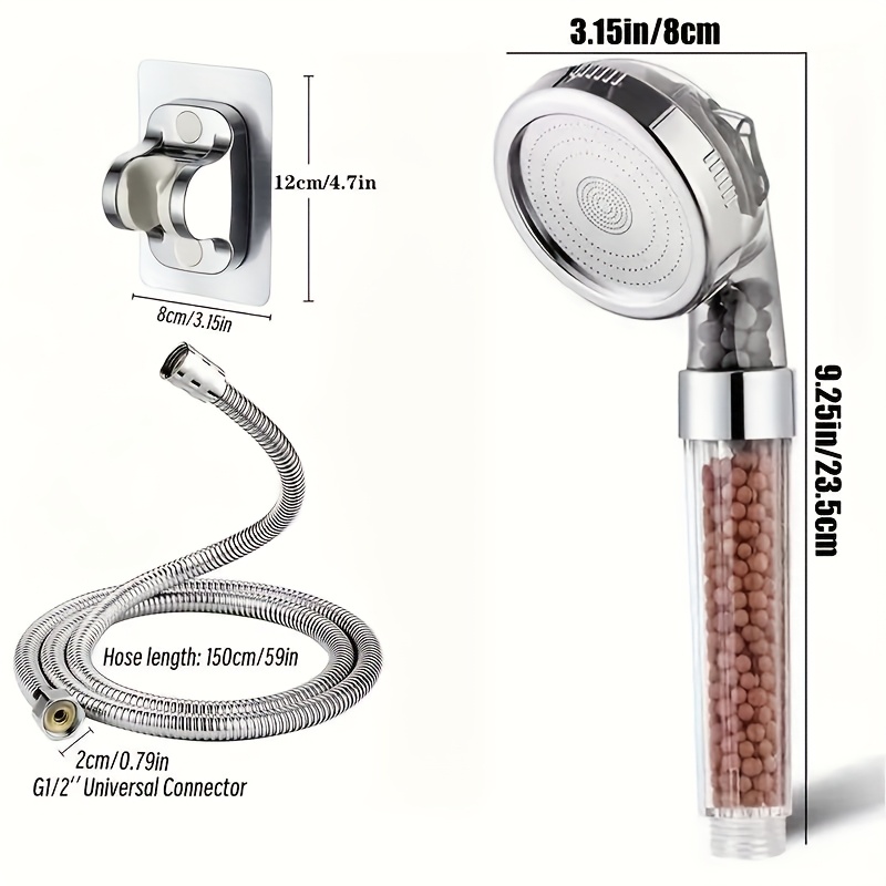 3pcs Handheld Shower Filter Set with Hose and Bracket