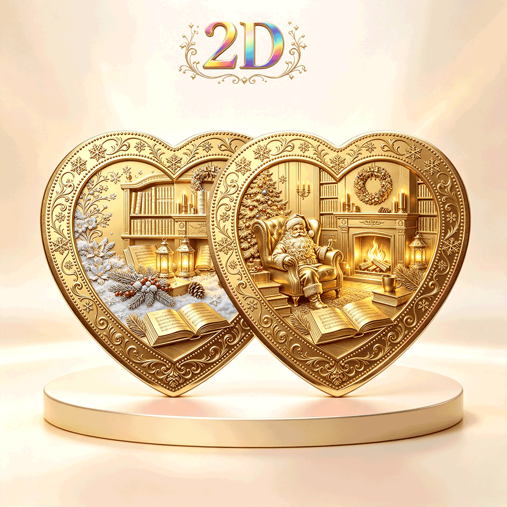 Santa Claus Heart-Shaped Double-Sided Commemorative Coin