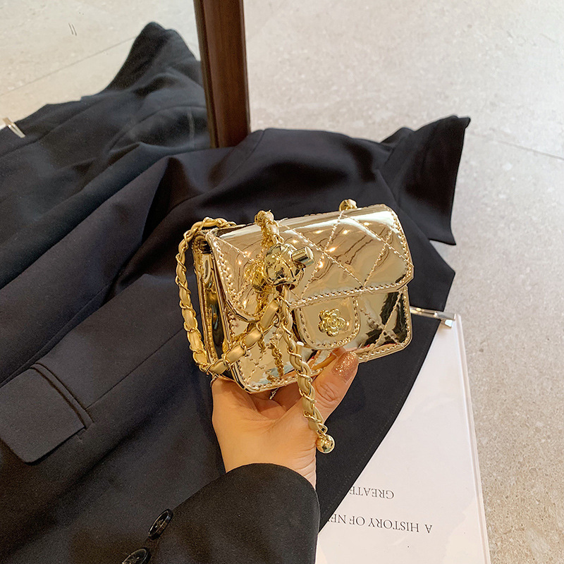 Summer Fashion Patent Leather Mini Bag For Women, New Diamond Pattern Chain Crossbody Bag