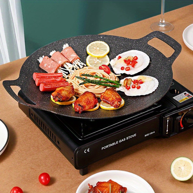 1pc large 30cm heavy-duty cast iron griddle pan round bbq grill