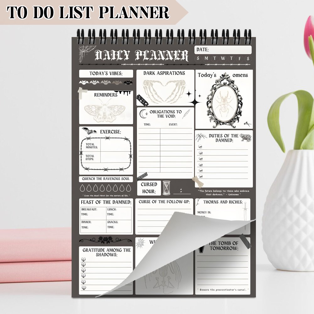 TEMU 1pc An Aesthetically Daily Planner Spiral Notebook Designed For Travel Journaling - A Task Checklist Organizer Agenda Notepad Suitable For Work,