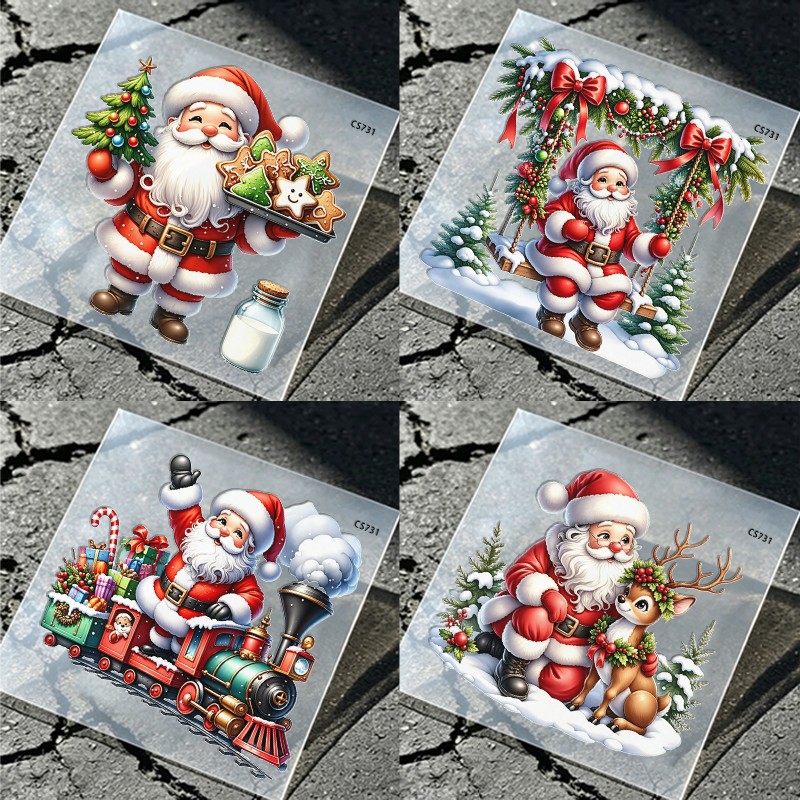 TEMU Adesivi trasferibili in con dei animati, set da 4 pezzi, motivi con e mini trenino a forma di , adesivi decorativi natalizi per borracce e diari