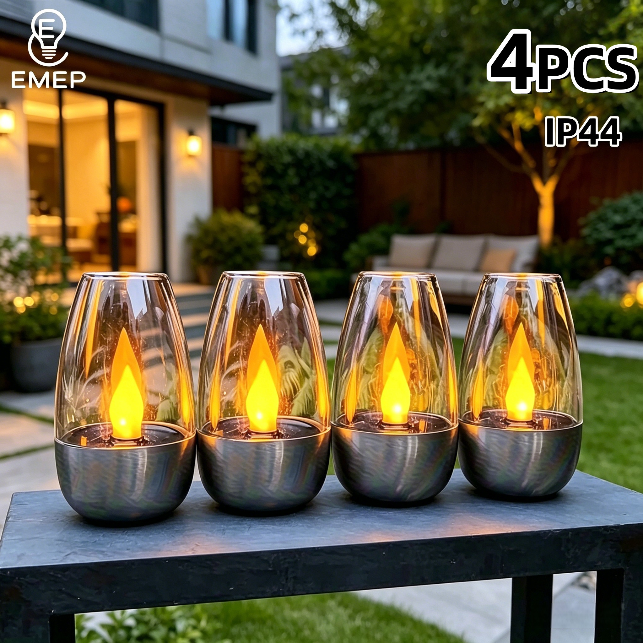 TEMU 2/4/6pcs Lámparas de Vela Solares, Luz con Llama Grande, Carga Solar, Decoraciones Decorativas, Adornos, Iluminación , Lámparas de Vela para