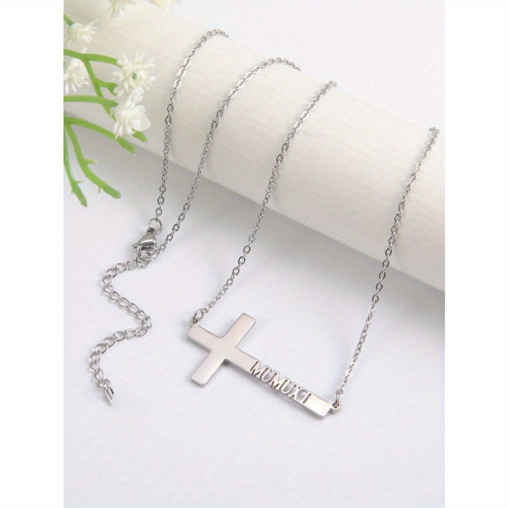 Unisex Customizable Stainless Steel Cross Necklace