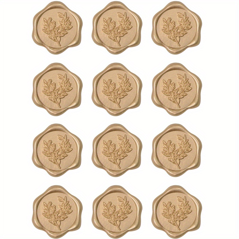 TEMU Wax Seal Stickers - Eucalyptus Wedding Invitation Envelope Seals Stickers, Self-adhesive Prosecco Metallic Light Golden Stickers, Invitations,