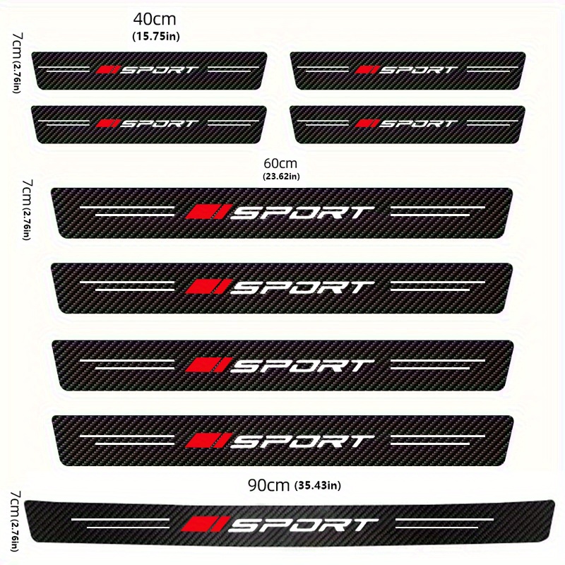 Image of 9pcs/ Set Car Door Protector Stickers For Sport All Models Auto Door Entry Pedal Guards Carbon Fiber Car Door Sill Protectors Upgrade 's Look & From Scratches For Protection!