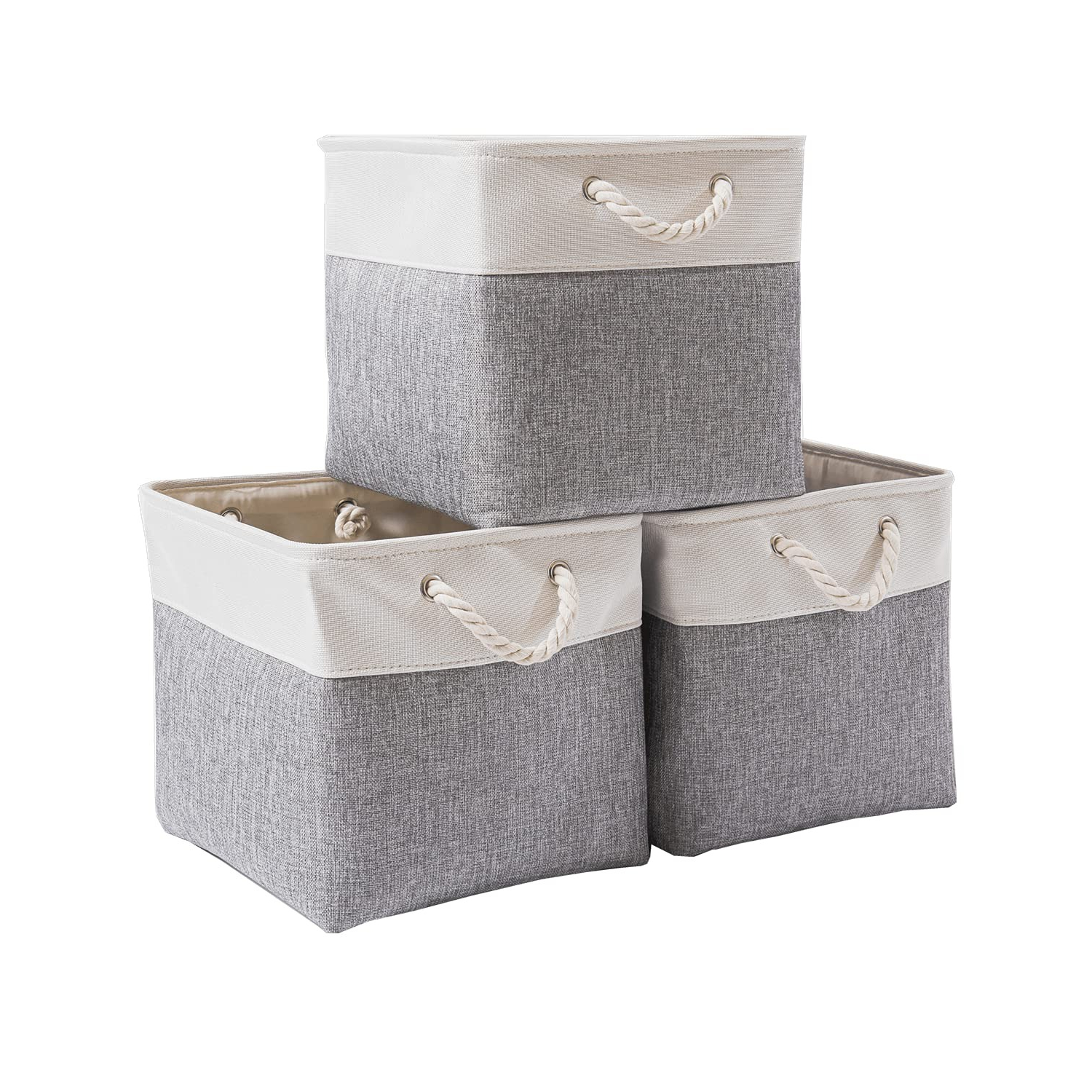 Zree Collection Of 3 Rough Fabric Storage Baskets - Clean & Minimalist Table Organizers, 33x33x33cm Boxes For Household Organization, Shelf Baskets