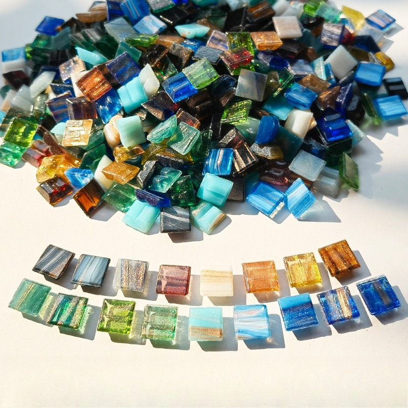 TEMU 210 pièces de mosaïque en verre cristal, patch de en verre cristal coloré, matériau de patch de mosaïque adapté aux sous-verres, vases,