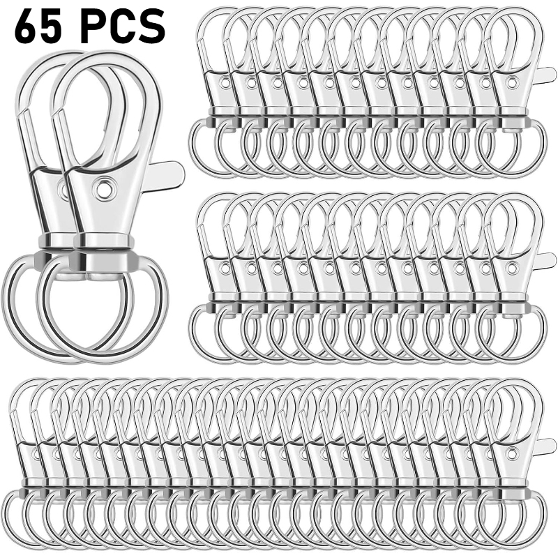 TEMU Lot de 65 crochets porte-clés à clip pivotant pour lanière, mousquetons pour lanière, anneaux de clés, loisirs créatifs