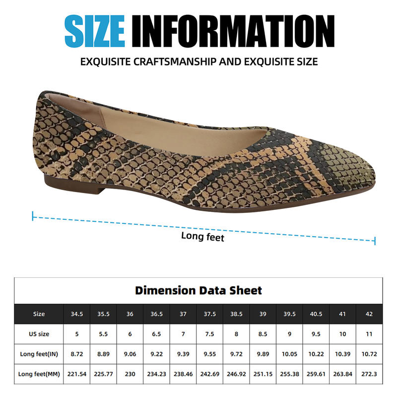 TEMU Women's Pointed Toe Flat Shoes Natural Snake Skin Animal Texture Print Wild Street Flat Shoes, Women Shoes