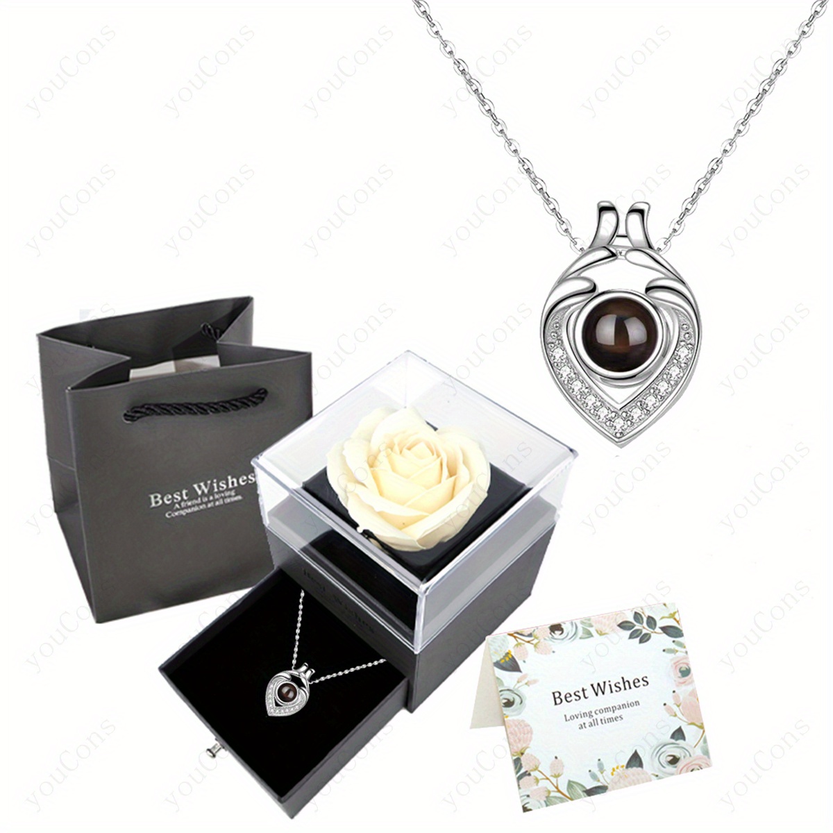 Women's "I Love You" in 100 Languages Projection Pendant Necklace