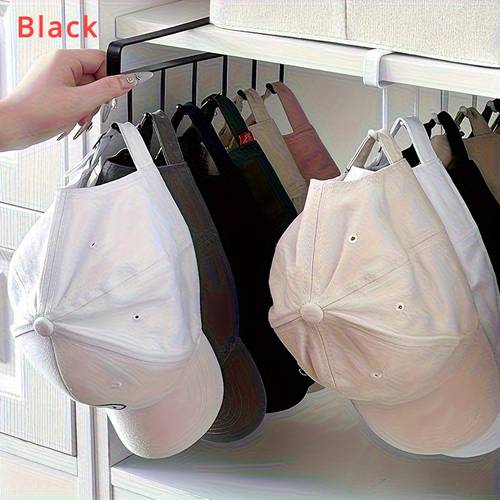 wall mounted hat organizer steel 6 hook multi functional organizer suitable for all types of hats space saving wardrobe door hanging design multi purpose hanger for clothes hats bags and small accessories simple steel colored wall hanger