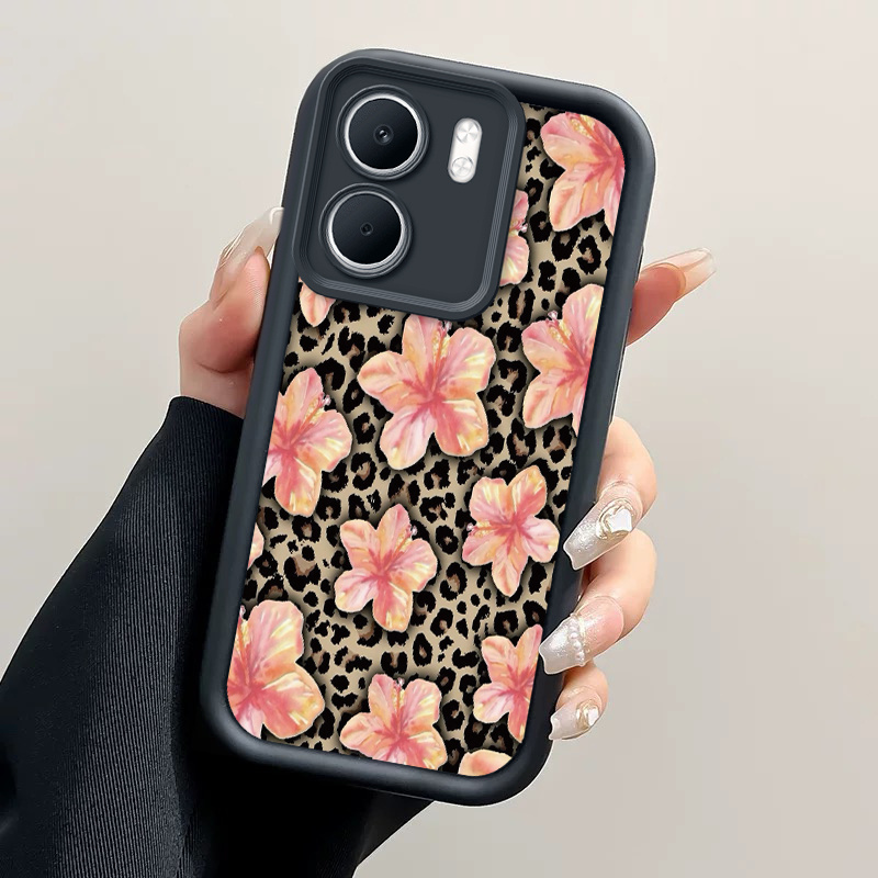 TEMU Phone Case: Leopard Print Lily Flower Pattern Phone Case Suitable For Oppo A5x| A6x Soft Tpu Shockproof Cover Shell