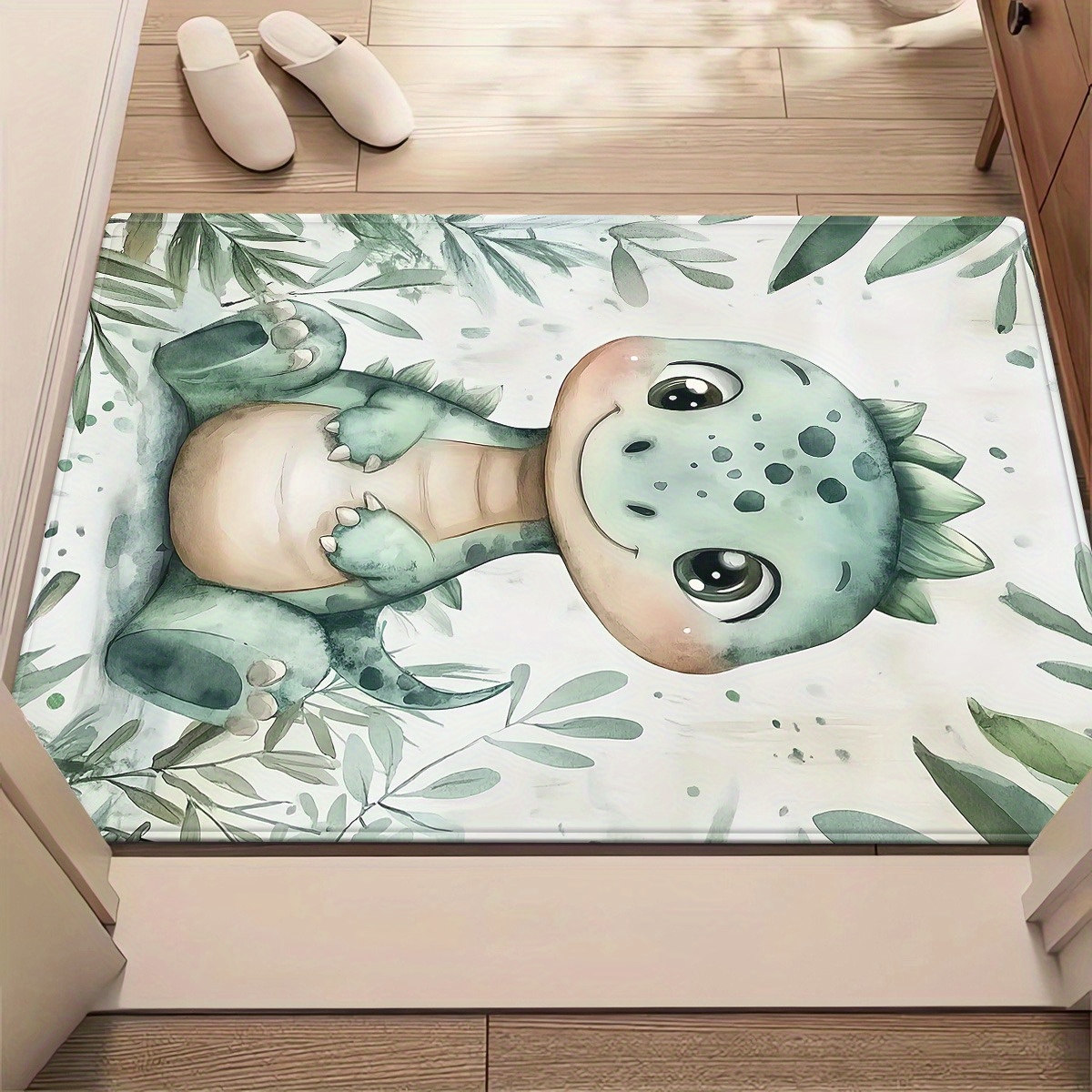 TEMU Tapis de maison 800g/m² à imprimé corps de dinosaure coloré, tapis de cuisine, tapis de sol de salle de bain, tapis en microfibre absorbante en