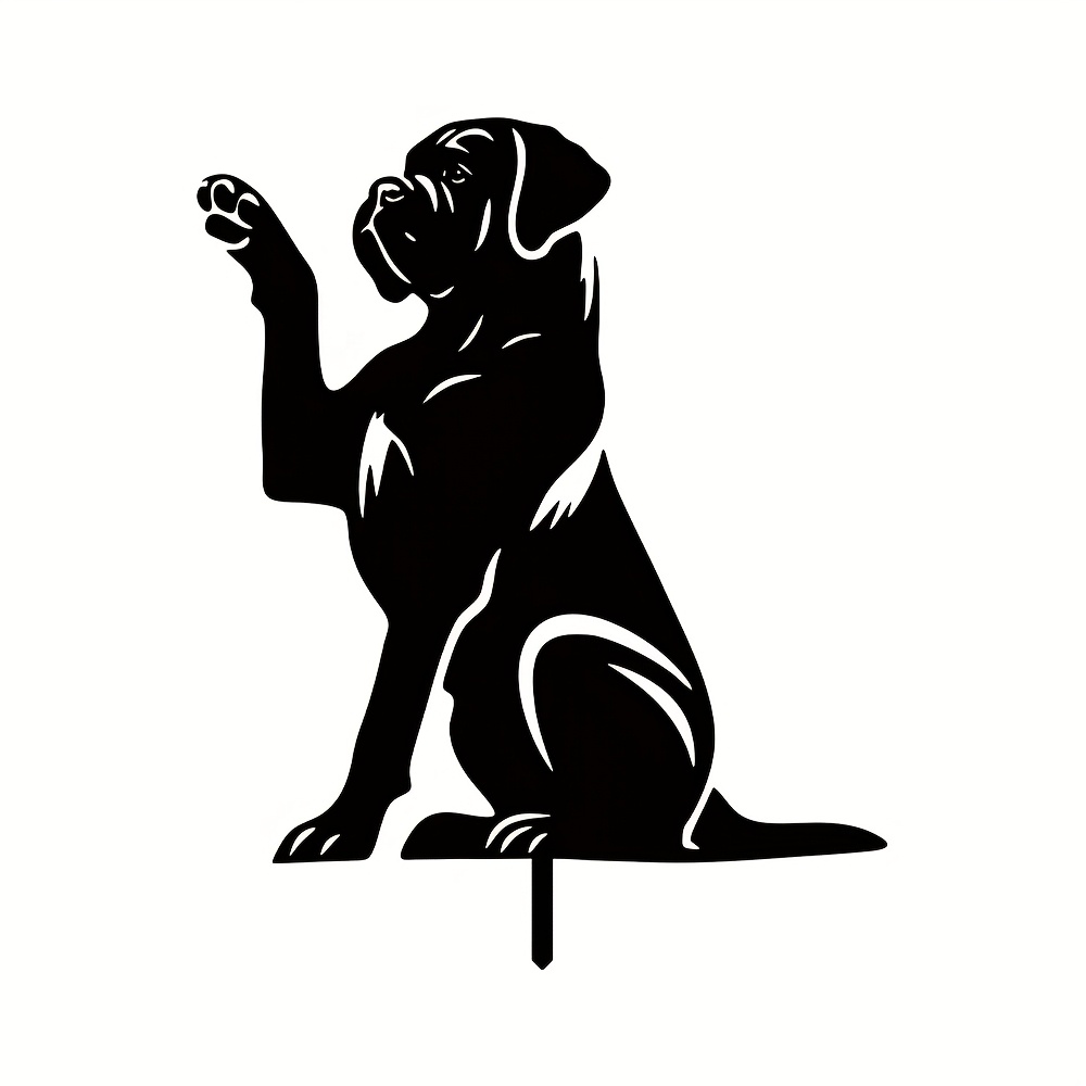 E-shop 【2D Flat】 [2D Flat] 1 Roter Mastiff Hunde Acryl Gartenstecker - Große schwarze Eisenkunst Hofdekoration mit stabilen Erdnägeln, Outdoor/Geeignet