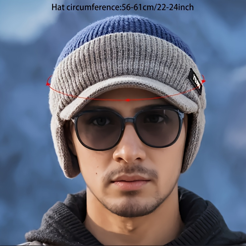 Men's Thick Knit Hat with Ear Flaps for Cold Weather