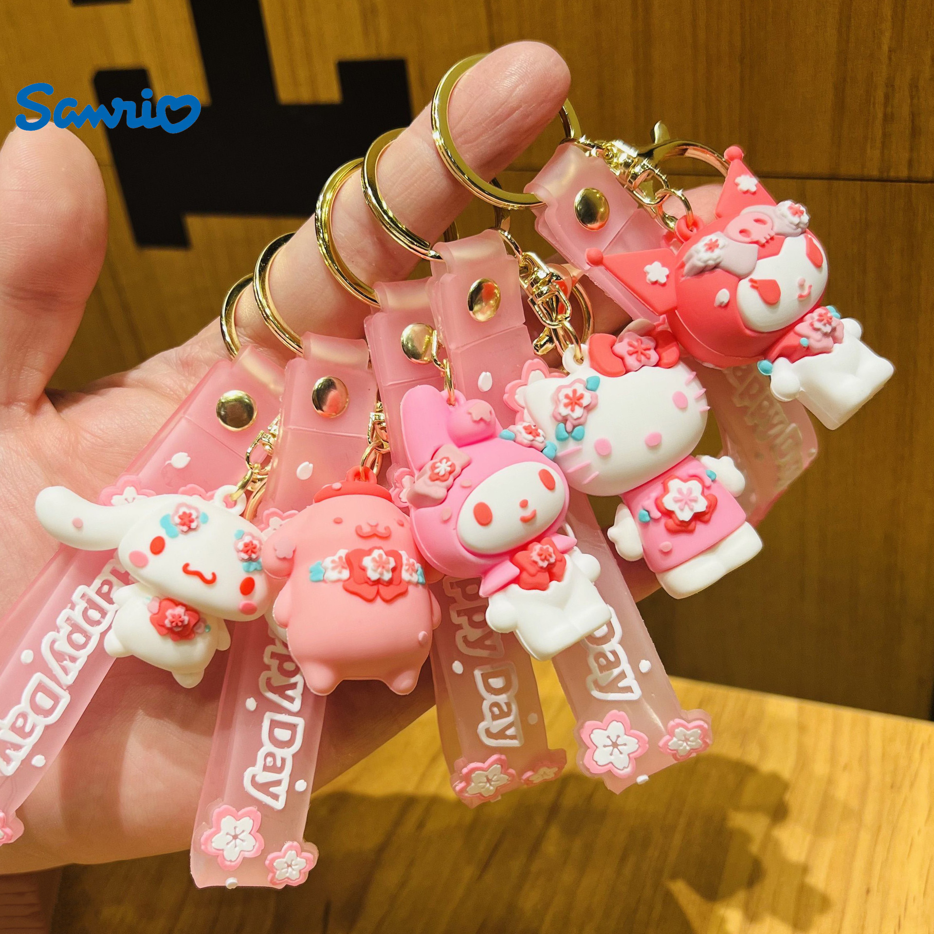 

5pcs Sanrio Hellokitty Keychain, Cartoon Cute Cherry Series Keychain, Keychain, Backpack Pendant, Hanging Accessory, Car Keychain, Suitable For Women To Going Out