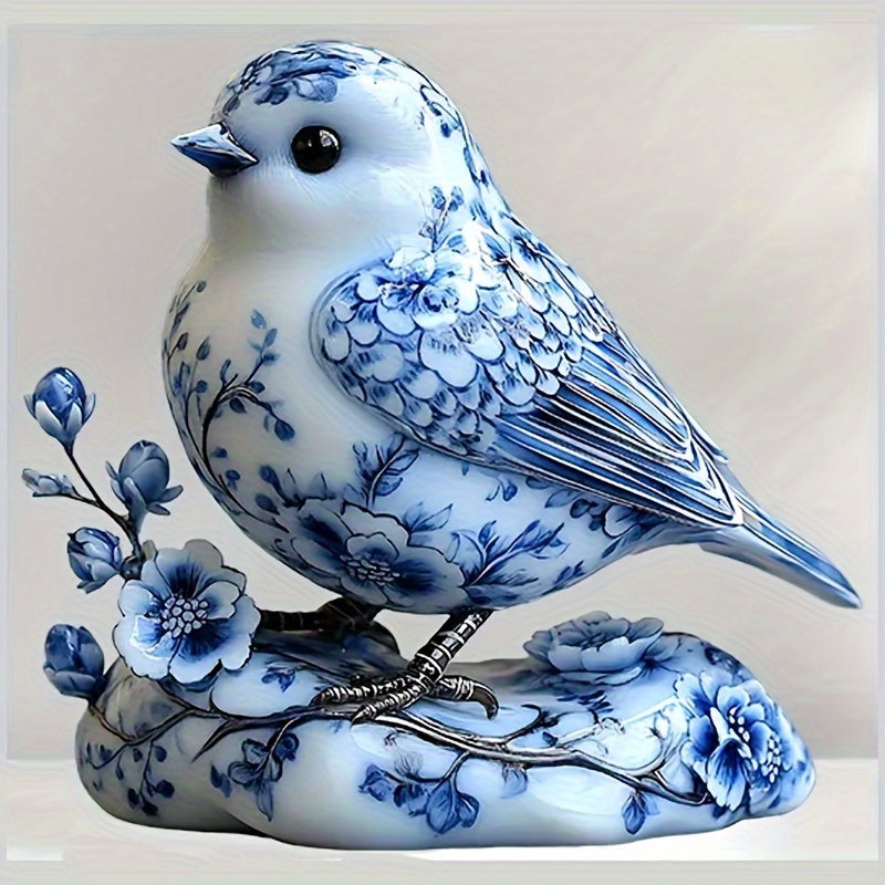 2d flat floating shelves murals wall stickers hanging ornamentsinch blue and white porcelain bird vinyl decal shiny   self   paper for cars laptops bottles cell phones windows walls and cups durable and car stickers
