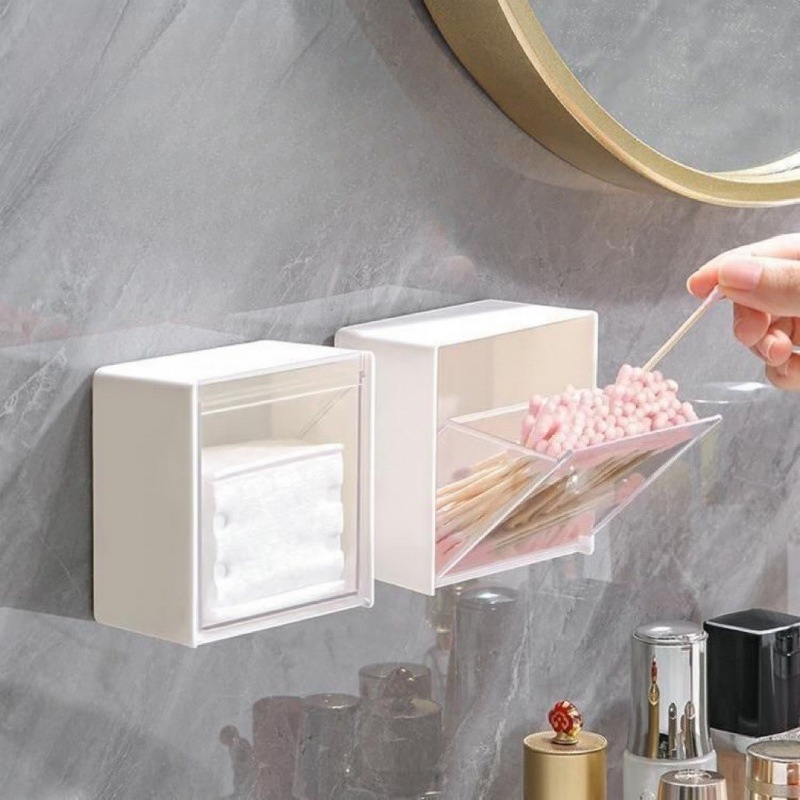 TEMU 2pcs Large Capacity No-drill Wall-mounted Storage Boxes, Plastic Bathroom Shelf, Wall-mounted Transparent Organizer, Bathroom Vanity Small Item