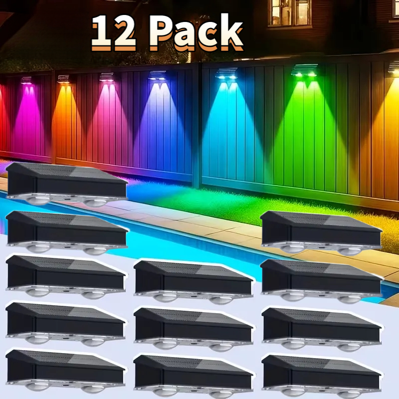 TEMU 12 Pack Solar Fence Lights 9 Warm Neutral Cool White Ip44 Waterproof Commercial Outdoor Lighting Wall Step Terrace Pathway Stair Deck Railing