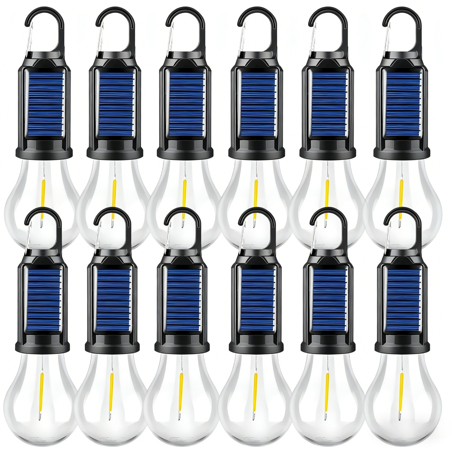TEMU 12 Packs Solar Tent Camping Lantern Rechargeable, Portable Led Outdoor Emergency Lanterns With 3 , Hanging Tent Light Bulbs With Clip Hook For