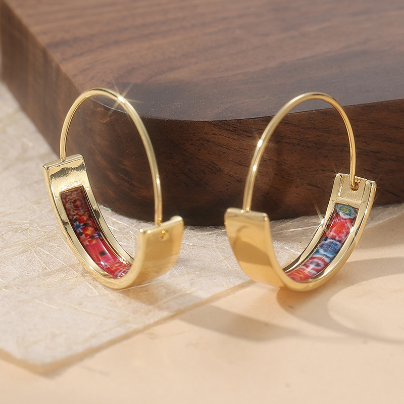 Women's Plated Enamel Earrings for Festivals and Art Exhibitions