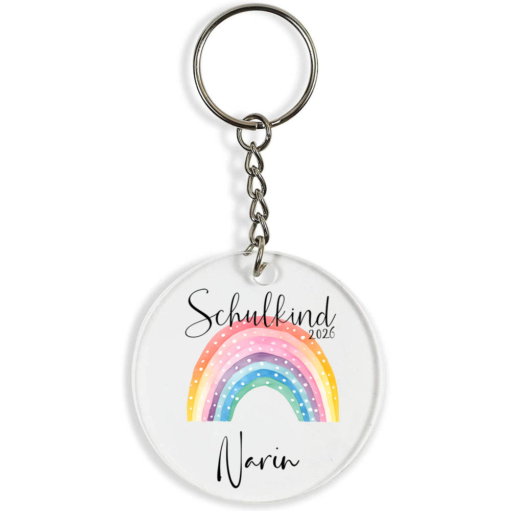 TEMU 1pc 2026 Personalized German Schulkind Back To Gift, Rainbow Acrylic Keychain Ornament With Custom Name, Party And Holiday Gifts, School Gift