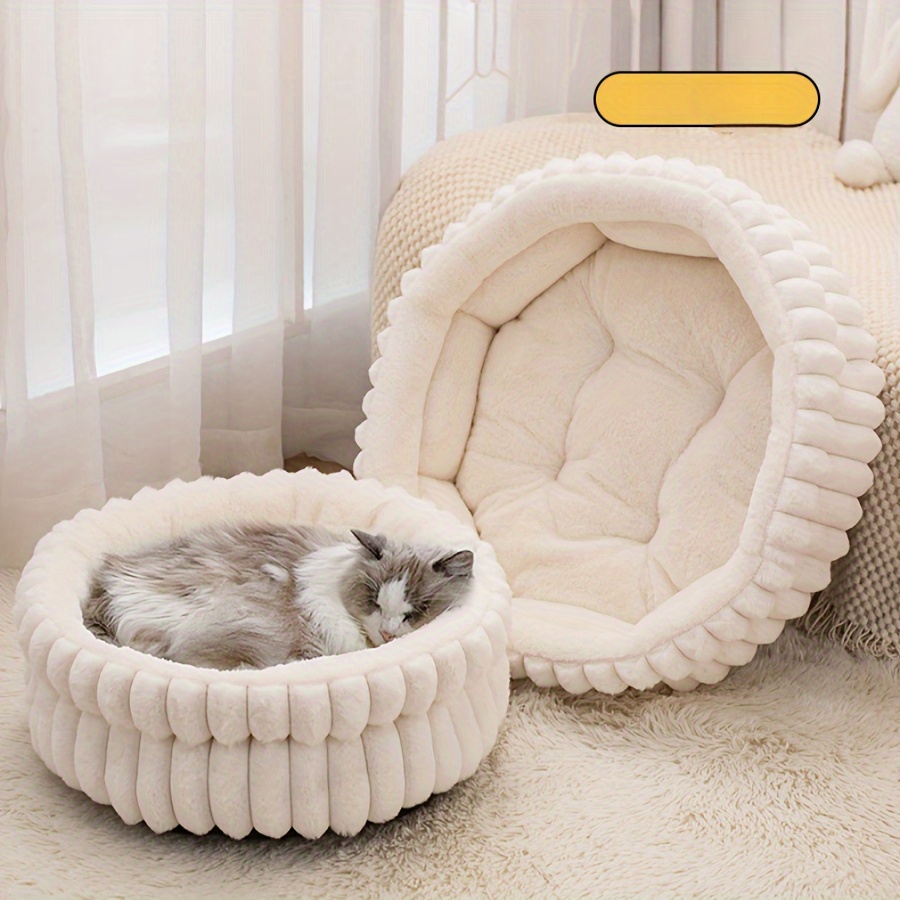 1pc washable donut pet bed for cats small dogs super soft round litter box with non slip bottom indoor   season     in multiple sizes cat litter box cozy cat furniture decorative cat bed   material Product details 4
