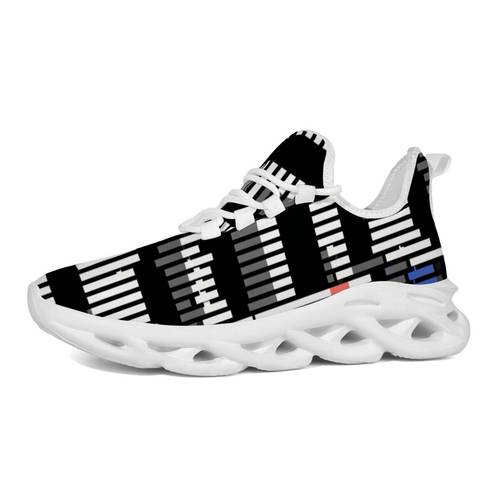 item picture with white gray and red striped low top lace up cushioned sneakers gym jogging and street style shoes