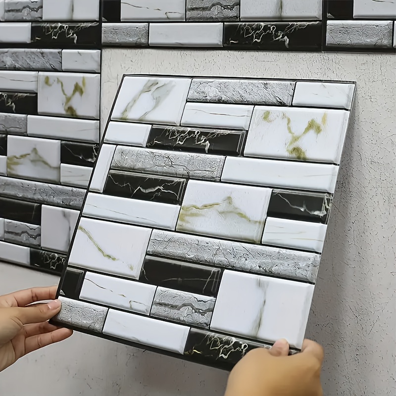 item picture 10pcs wall stickers indoor decoration 3d   cuttable home decor accessories hanging decorative tiles suitable for kitchen tile wall decoration self   waterproof wallpaper