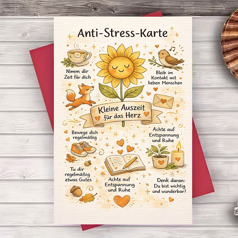 E-shop Sonnenblumen Anti-Stress-Grußkarte | 2D Flachbild-Design für Freunde, Familie, Kollegen - Ermutigung, Dankeschön, Denkst du an mich,