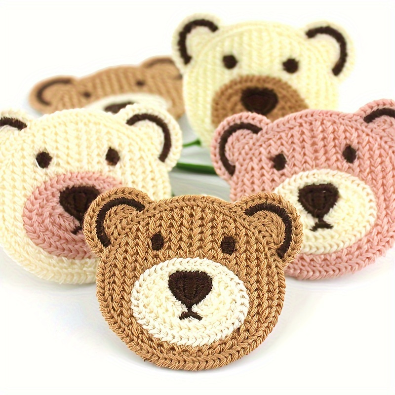 16pcs Set Of Cute Cartoon Bear Embroidered Patches For Diy Hair Clips And Clothing Decoration