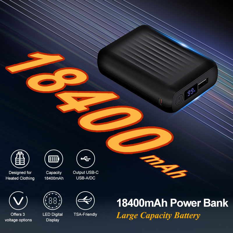 Batterie Pour Veste Chauffante 12V 18400mAh – Écran LCD, Ports 12V-DC/7.4V-DC/USB-A/USB-C – Haute Capacité, Rechargeable – Non Compatible GoToBi - 9