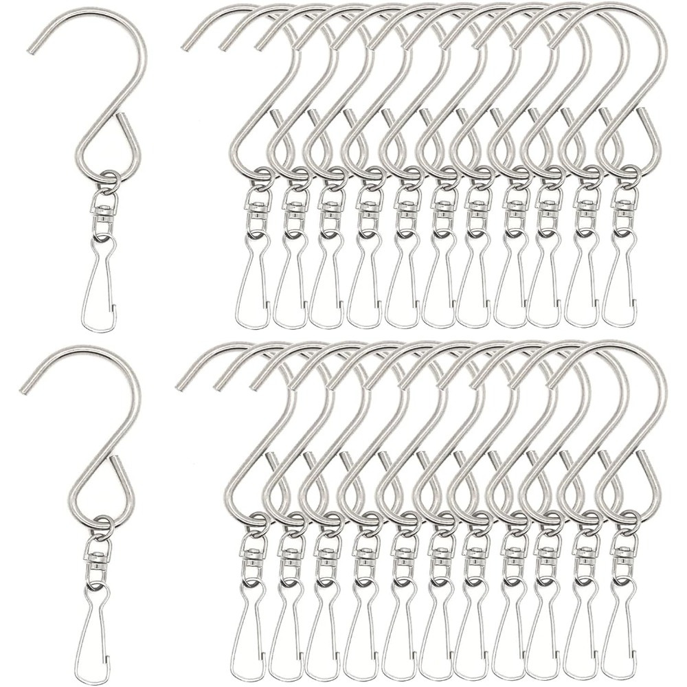 E-shop Set mit 24 drehbaren Hakenclips, entwickelt zum Aufhängen von Windspielen, Kristalltwistern und Außendekorationen für Partys