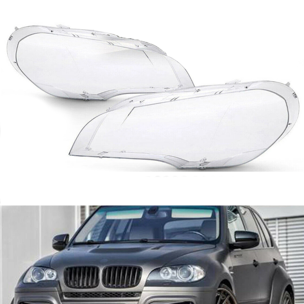 Pair Clear Headlight Lens Cover Shell For 2007-2012 For X5 E70