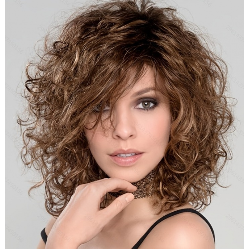 Women's & Unisex Short Curly Wig Suitable For - -resistant Synthetic Fiber Hair With Gradient Color Blending, Fluffy Volume For Daily Wear, Parties, Themed Events - Maintenance Hairpiece