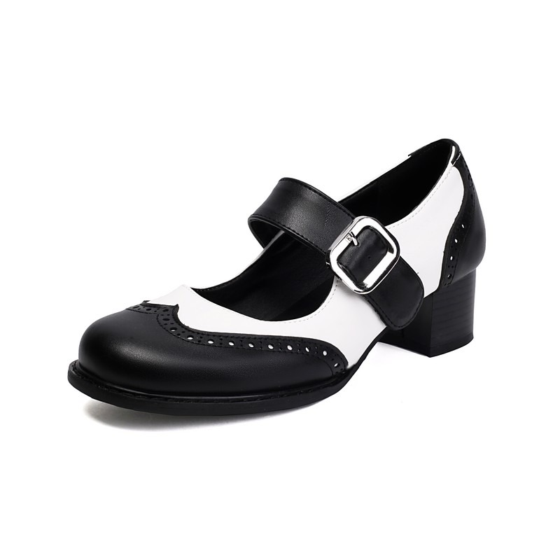 Image of Retro High Heels | Round Toe Chunky Heel | Black And Block | Versatile Office And Daily Wear, Women Shoes