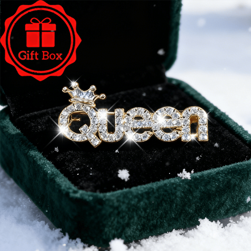 Image of 1pc 18k Gold-plated Letter Crown Brooch With Gift Box, Suitable For Wearing On Christmas And Valentine's Day, Perfect For Gifting Throughout The Year