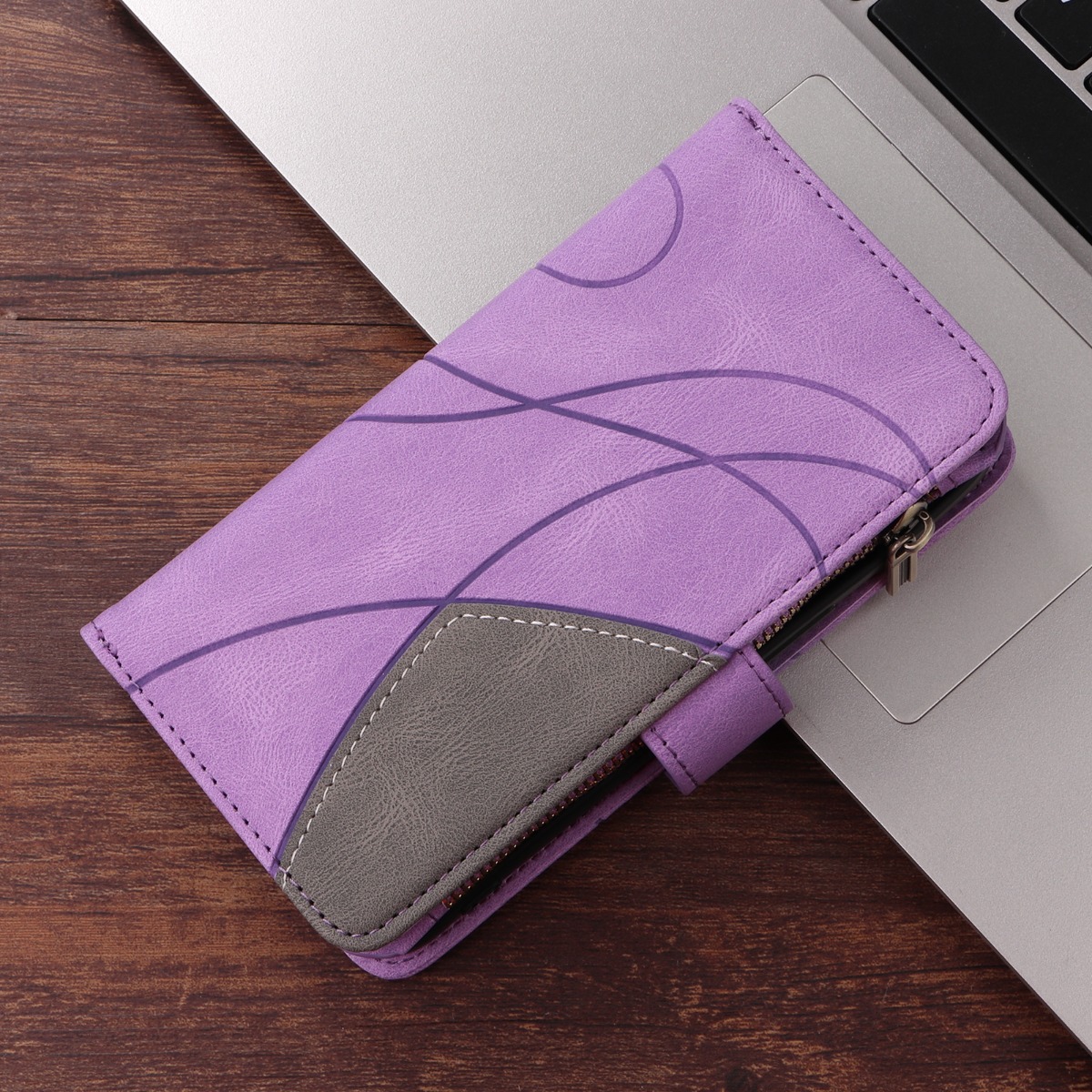 TEMU Phone Case - A Luxurious Purple Phone Case With A Zipper Wallet Design, Compatible With Iphone 12, 13, 14, 12 Pro, 13 Pro, 14 Pro Max, 15 Plus,