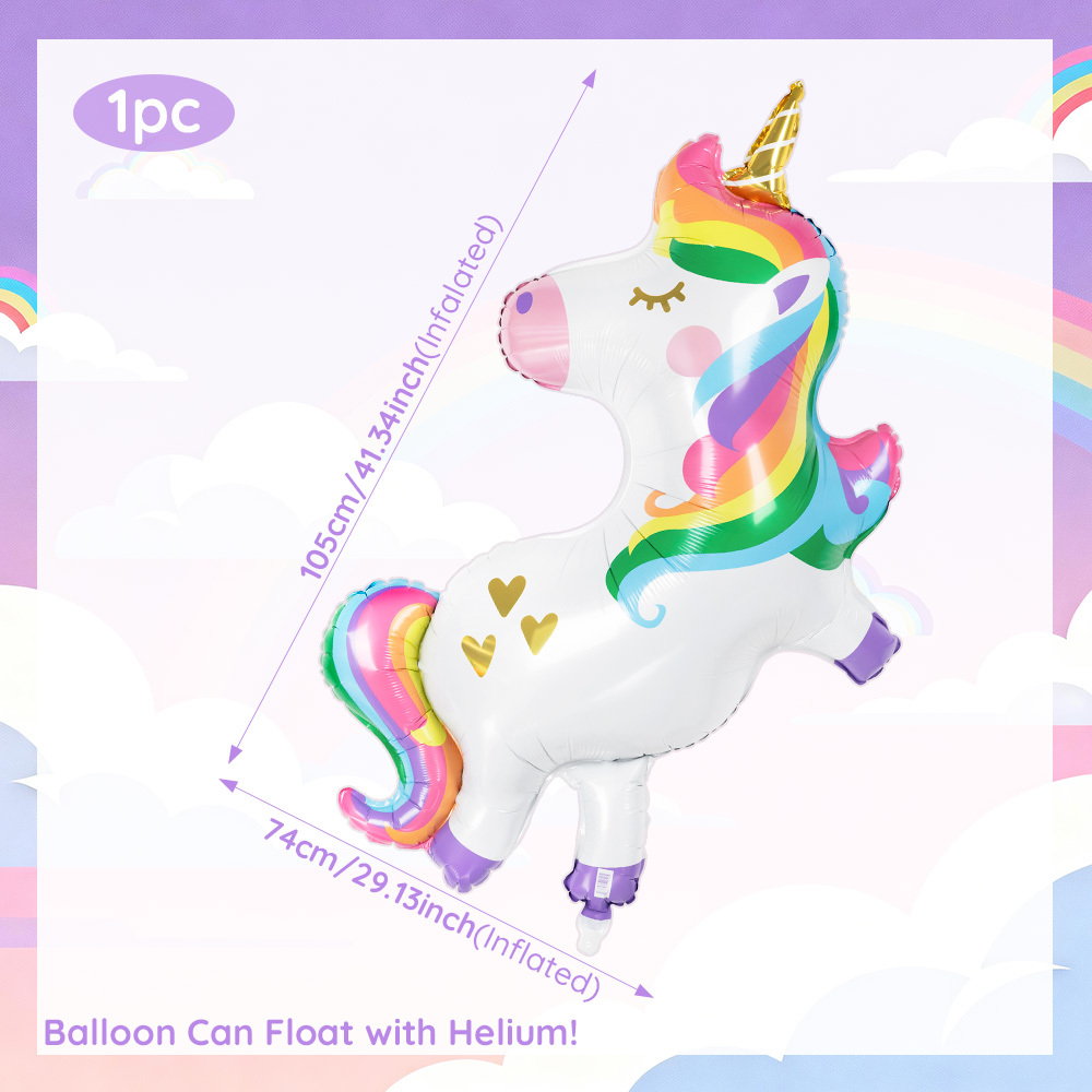 Image of 1pc 41inch Large Full Body Unicorn Foil Balloon Rainbow Unicorn Aluminum Balloon For Girls Birthday Party Decorations Photography Props, Indoor/outdoor Shooting Accessories