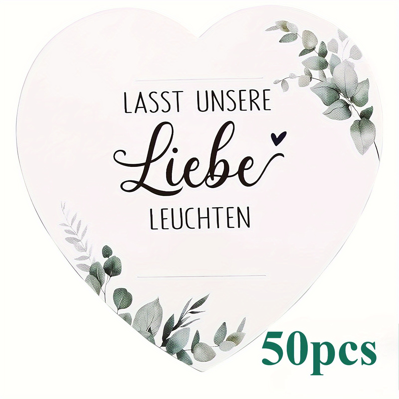 E-shop 25/50/100 Blatt Deutsche Hochzeitsherz-Kartonagen - "Lass unsere Liebe " Romantische Dekorationen, für Weihnachten, Silvester, Thanksgiving alle