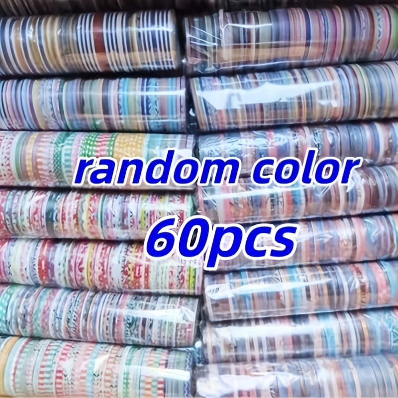 TEMU 60 Rouleaux de Ruban Washi Imprimé en Couleur 3mm, Couleurs/ Aléatoires, pour , , Bordures d'Album Photo, Décoration DIY, Autocollants de pour